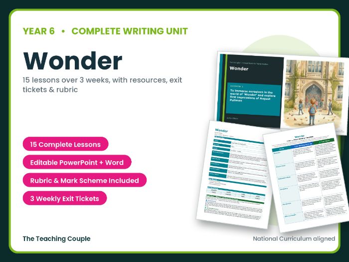Wonder | Year 6 English Unit | 15 Complete Lessons + Resources + Mark Scheme
