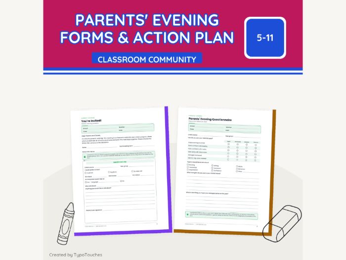 Parents' Evening Forms & Action Plan | 9 pp
