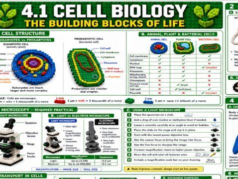 aqa BIOLOGY TRILOGY PAPER 1 LEGO THEMED KNOWLEDGE ORGANISER