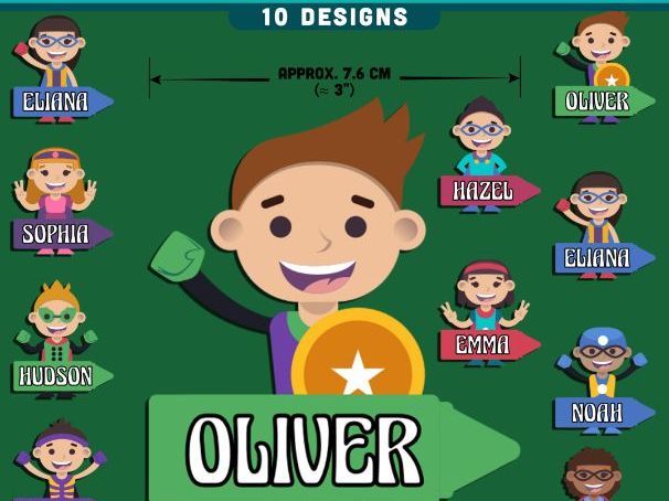 Superhero Name Tags Editable, Locker & Cubby Labels, Student Desk Decor