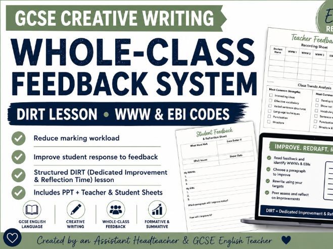 GCSE Creative Writing DIRT Lesson & Whole-Class Feedback System | Formative & Summative