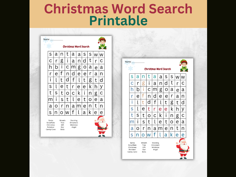 Christmas Word Search Printable