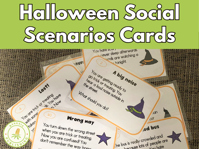 Halloween social skills scenarios task cards for SEN