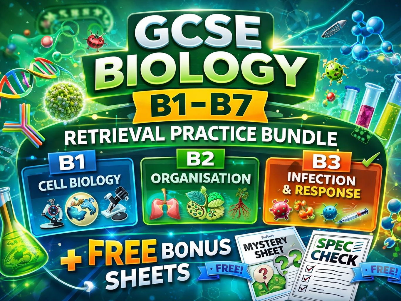 GCSE Biology B1–B7 Retrieval Practice Bundle (210 Questions) Higher Tier | AQA + FREE Bonus Resources