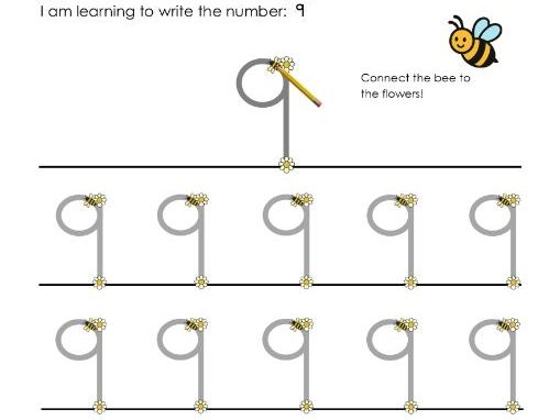 Number formation - EYFS - Number 9