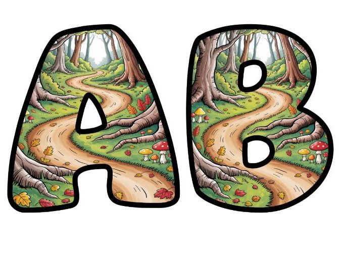 Charming Woodland Story Themed Lettering Set | Classroom Display | Upper & Lowercase, 0-9 and Signs