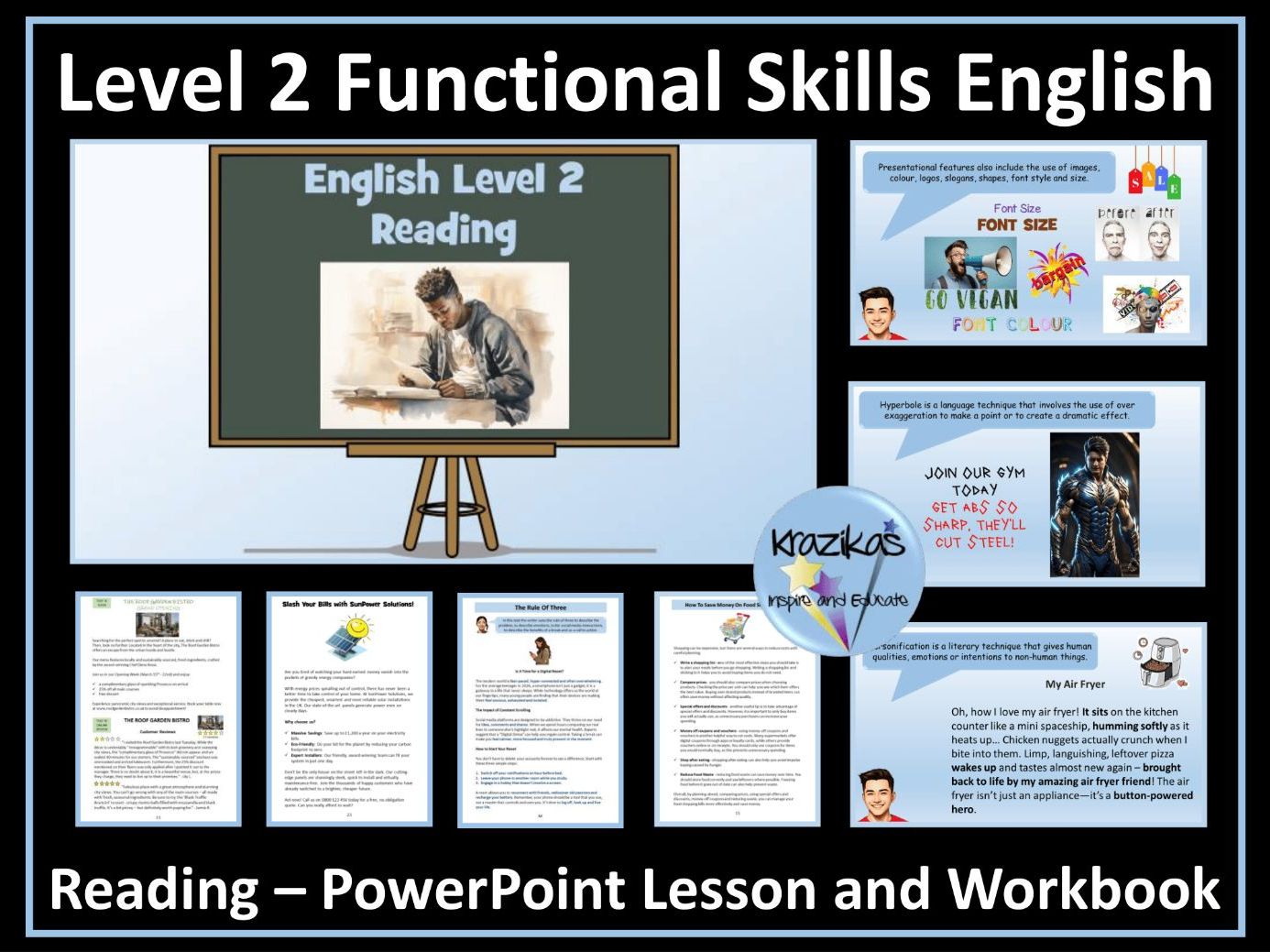 English Functional Skills - Level 2 - Reading - PowerPoint Lesson and Workbook