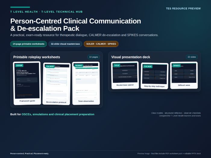 T Level Health Clinical Communication Pack