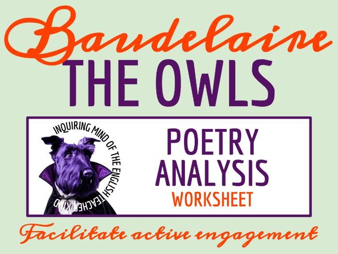 "The Owls" by Charles P. Baudelaire Poem Analysis Worksheet | Surreal Gothic Philosophical Poetry