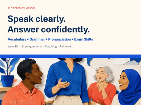B1 Speaking Lesson: Vocabulary, Grammar, Pronunciation & Exam Skills (Full PPT + Activities)