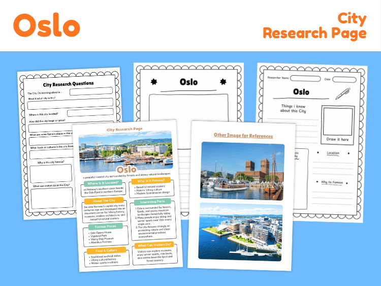 Oslo City Research Project | Norway Geography Worksheets