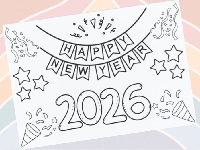 New Year - 2026 Colour or Paint Sheet