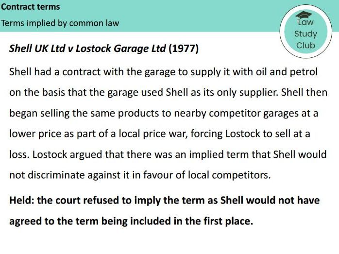 Contract terms - lesson slides (OCR A-level law)