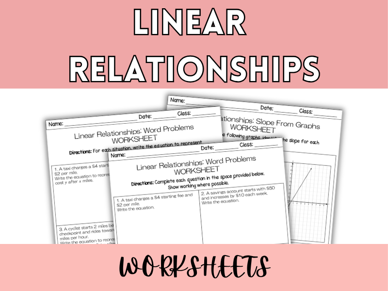 Linear Relationships WORKSHEETS | Slope, Gradient, Graphs, Error Analysis
