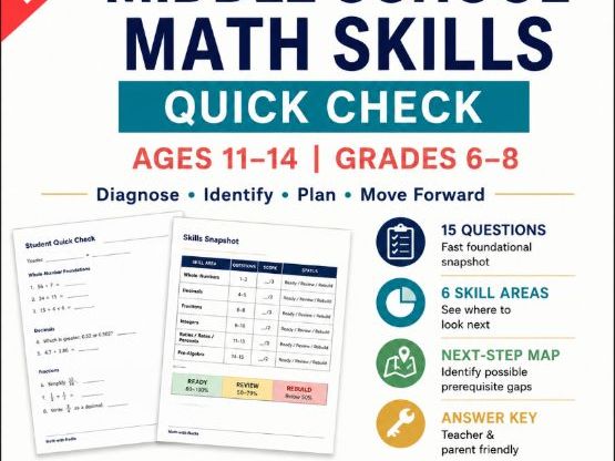 FREE Middle School Maths Skills Check | Diagnostic Assessment | Ages 11–14