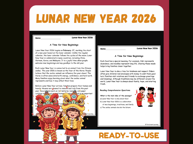 Lunar Chinese New Year Reading Comprehension