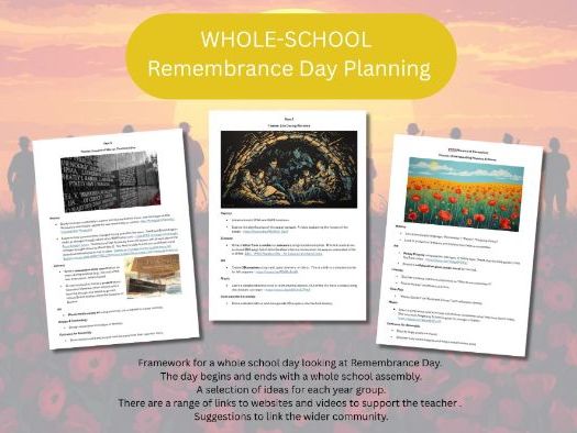 Whole School Remembrance Day celebration and learning editable plan