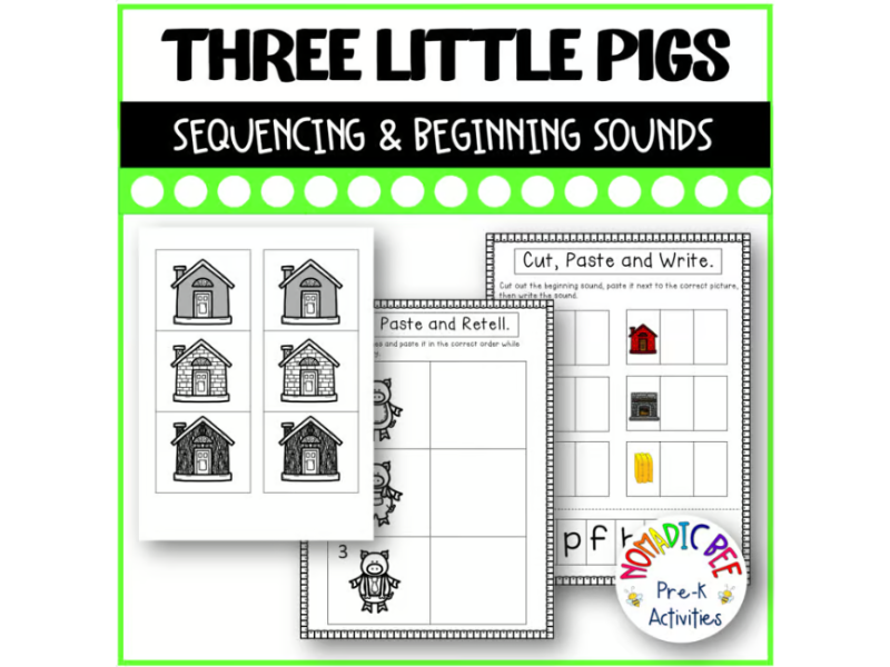 'The Three Little Pigs' Cut-and-Paste Beginning Sounds and Re-Tell