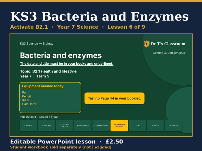 KS3 Activate B2.1 Health and Lifestyle: Bacteria and Enzymes