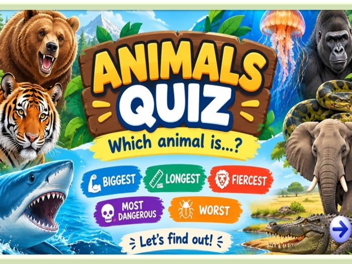 animals quiz presentation, KS1 KS2 science trivia, animal adaptations game, classroom brain break pp