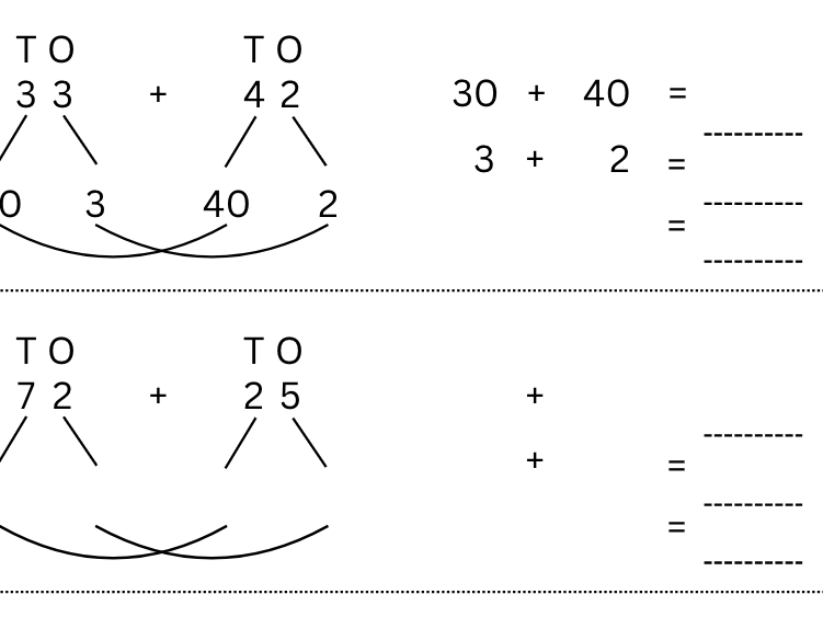 Partitioning 2 Digit Numbers Addition Worksheets