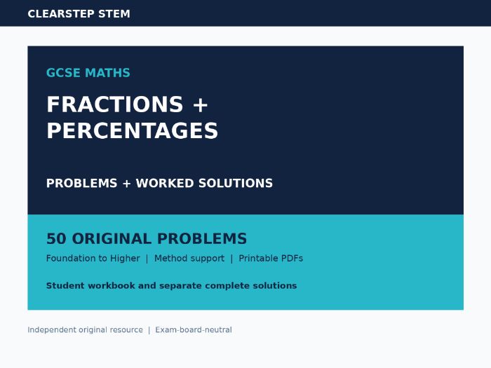 GCSE Fractions Percentages Worked Solutions