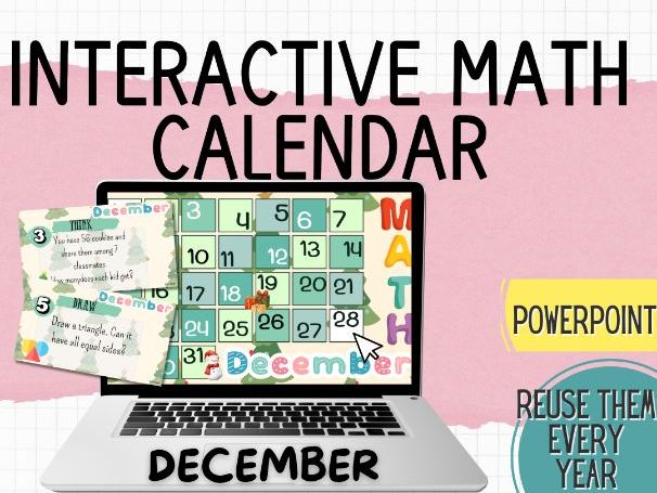December Interactive Maths Calendar| Daily Maths Challenges | PowerPoint (KS2)