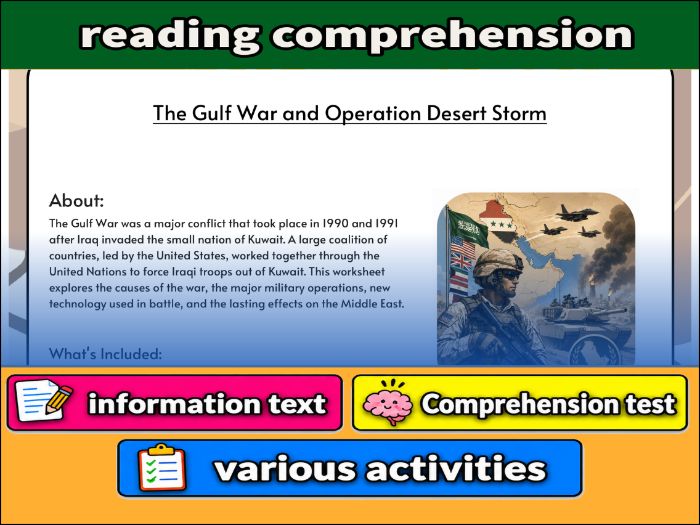 The Gulf War and Operation Desert Storm - reading  Comprehension & Activities