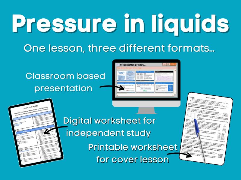 Pressure in liquids Lesson bundle