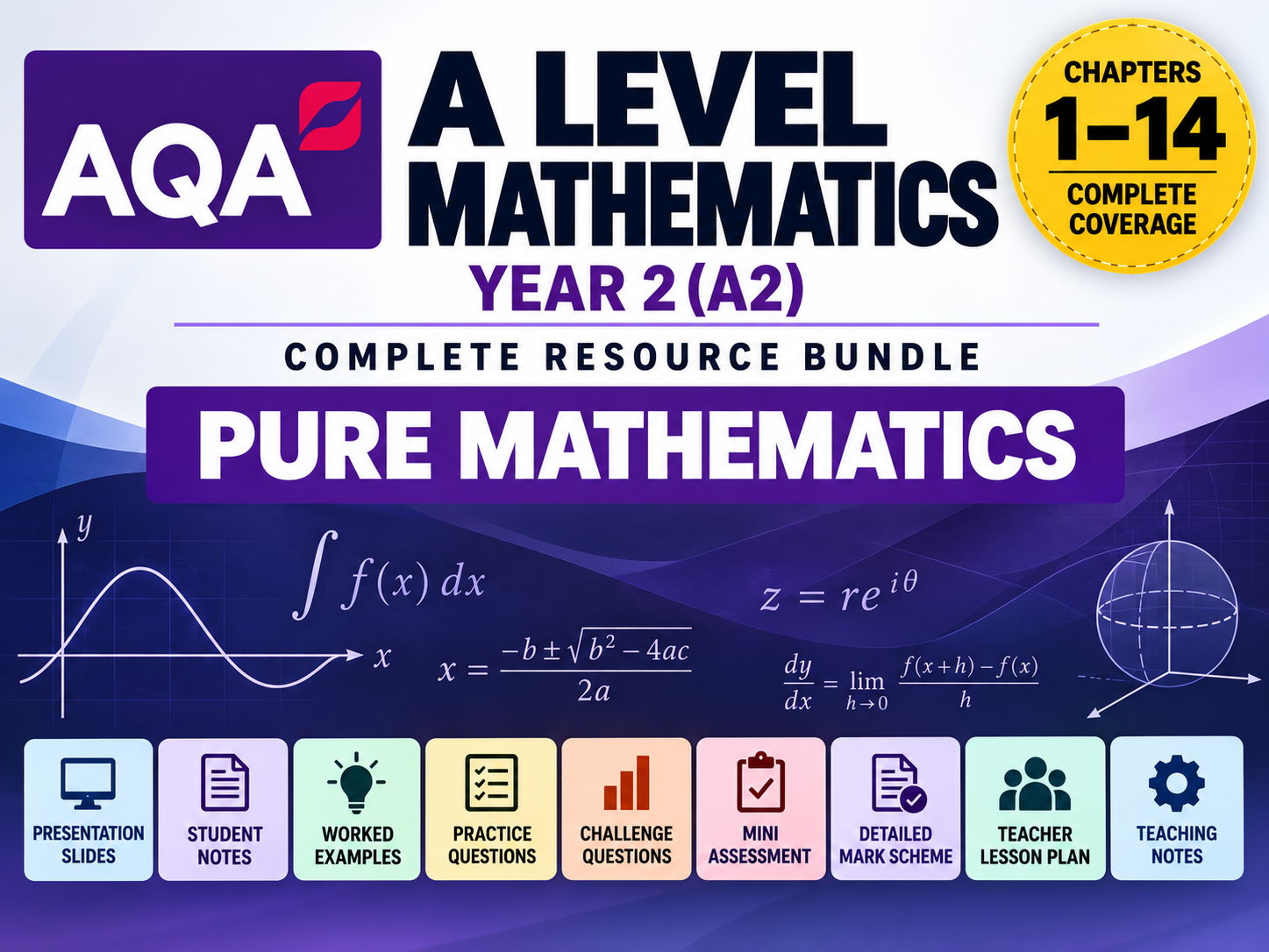 AQA A Level (Year 2) Mathematics Complete Resource Bundle | Pure Mathematics | Chapters 1–14