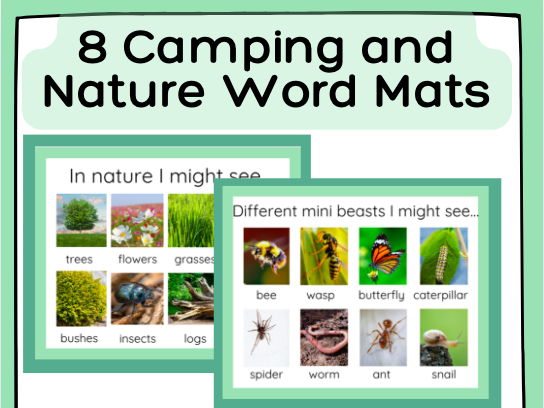 Nature & Camping Themed Word Mats with Parent, Educator, and Speech & Language Guide