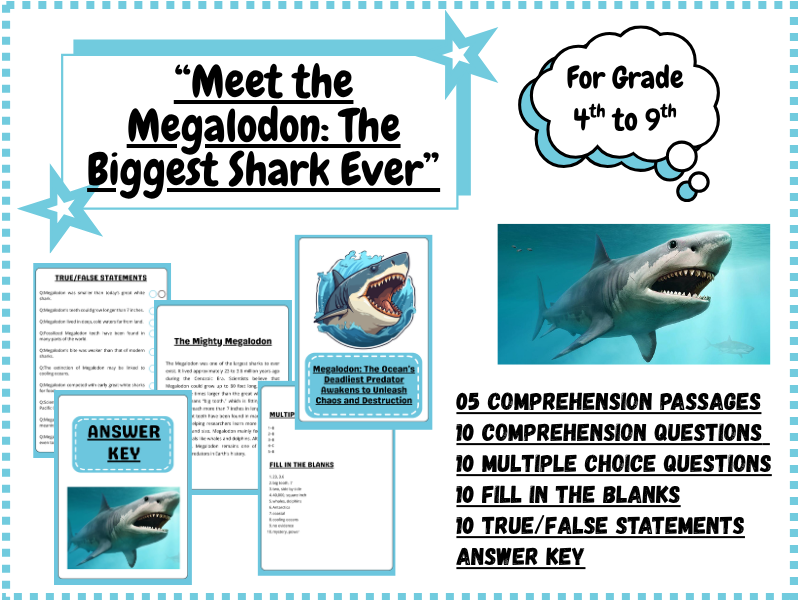 Meet the Megalodon: The Biggest Shark Ever | Ocean Reading Comprehension Pack for Grades 4–9 |