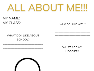All About Me Worksheet (Years 1–6) – Back to School Transition Activity