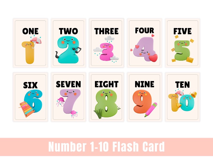 Number counting flash card 1-10