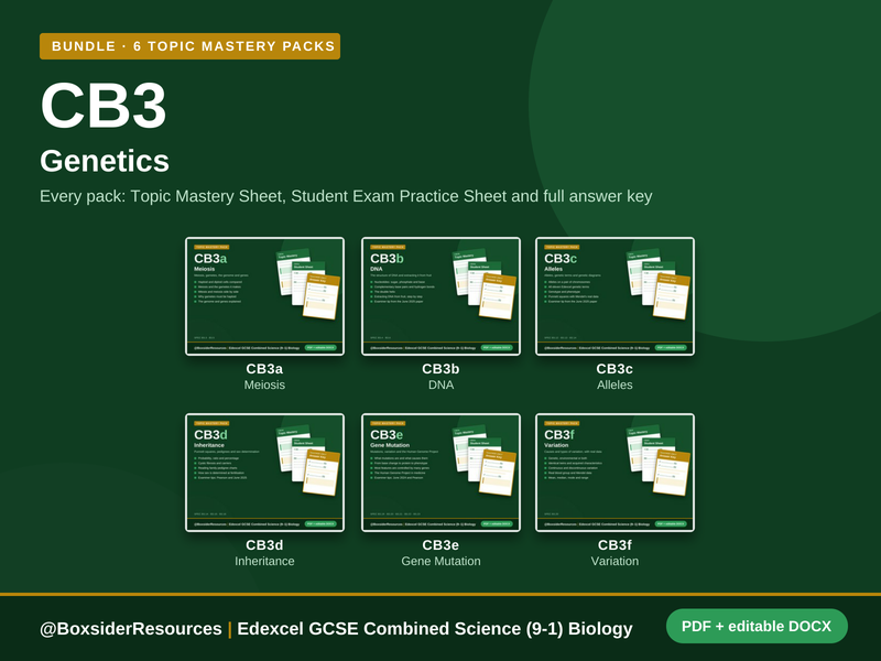 CB3 Genetics | Edexcel Combined Science (9-1) | 6 Topic Mastery Pack Bundle