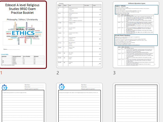 Edexcel A level RS Past paper practice 9RS0 Philosophy, Ethics, Christianity