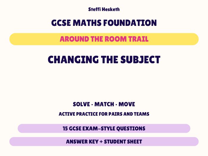 GCSE Foundation Maths Changing the Subject | Around the Room Trail