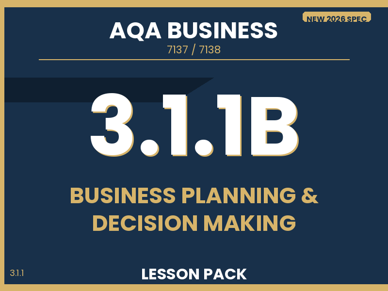 NEW 2026 AQA AS & A-Level Business 7137/7138 – 3.1.1B Business Planning – LESSON PACK