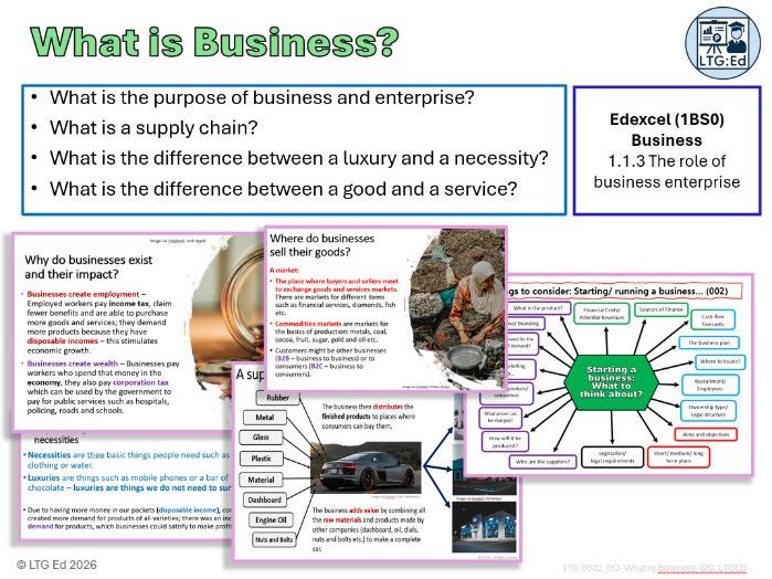 001: What is Business? (The role of business enterprise: 1.1.3) (GCSE Edexcel Business 1BS0)