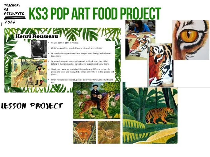 Henri Rousseau Tiger Art Lesson | KS2/KS3 Oil Pastel on Black Paper