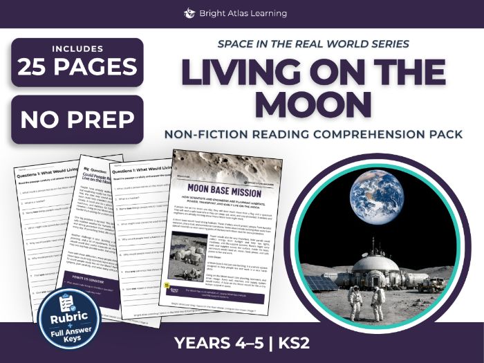 Living on the Moon Reading Comprehension | KS2 Years 4 & 5