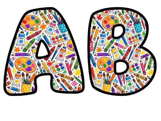 Art Supplies Paint Bubble Letters | Art and Music Bulletin Board Letters | Classroom Display Pack