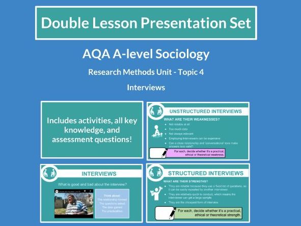 Interviews - AQA A-level Sociology - Research Methods - Topic 4