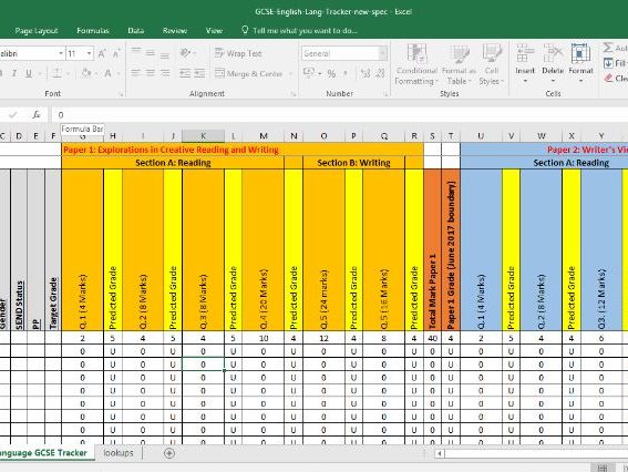 GCSE ENGLISH LANGUAGE AQA (9-1) DATA TRACKING SHEET JUNE 2018 OFFICIAL GRADE BOUNDARIES EXCEL