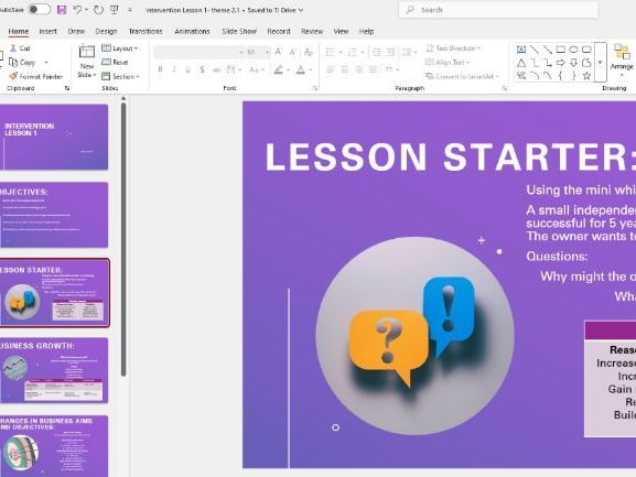 Edexcel GCSE Business Studies Theme 2 Interventions- 30 minutes
