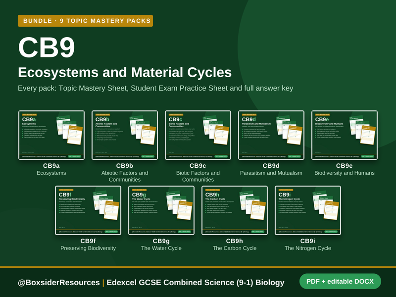 CB9 Ecosystems and Material Cycles | Edexcel Combined Science (9-1) | 9 Topic Mastery Pack Bundle
