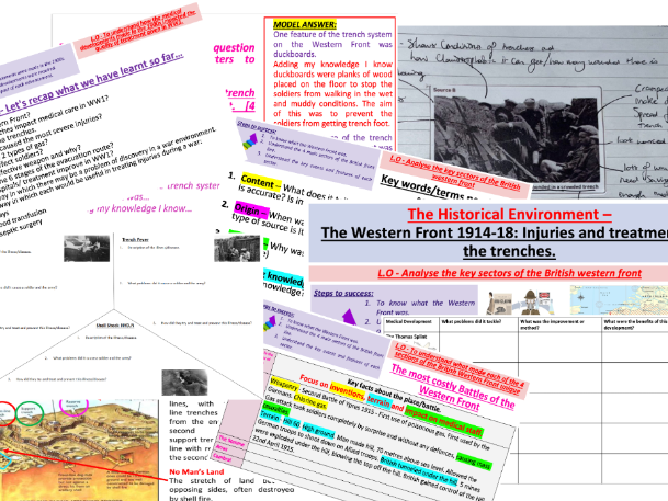 KS4 WW1 Medicine Environmental Study (History GCSE Edexcel) - Complete unit of work!