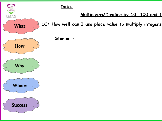 Primary - Multiplying/Dividing by 10, 100 and 1000