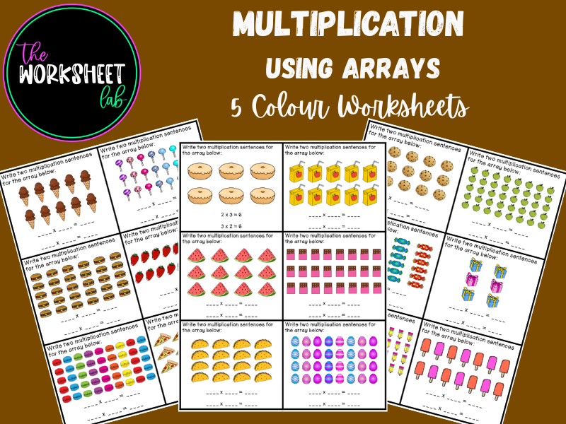 Multiplication - Using Arrays Worksheets in Colour