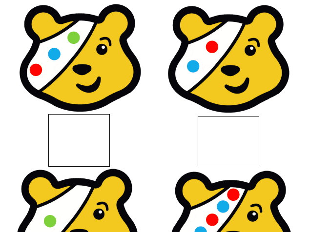 EYFS Children in Need Pudsey Bear Subitising Worksheet